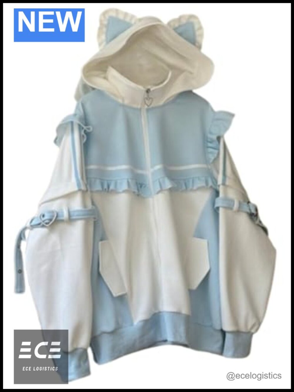 Kawaii Cat Ears Zip Up Oversized Hoodie Jirai Kei Gothic Top Anime